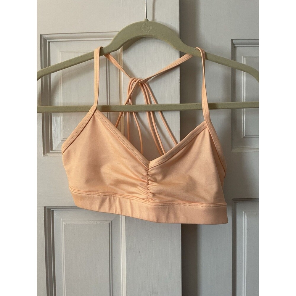 Alo Yoga Sunny Strappy Sports Bra Ruched Front Peach